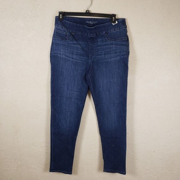 Chico's Pull-On Jegging EmblishJewelsJeans Ankle Women's Size 2R Large 12 Blue - Picture 1 of 11